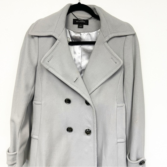 SZ 2 St. John Gray Wool Blend Coat - Picture 2 of 8